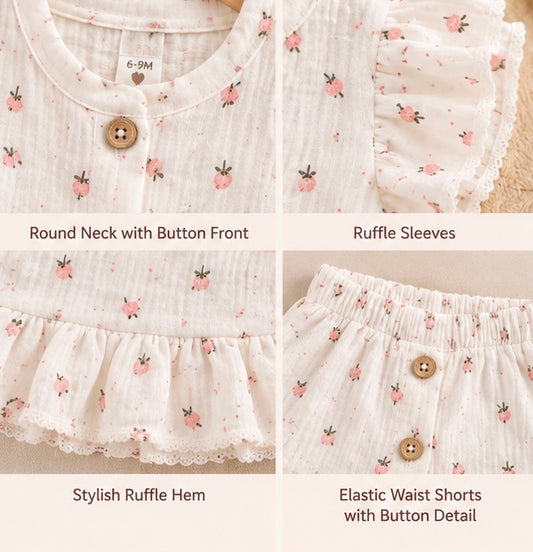 Ruffle Baby Girl 2-Piece Set - Strawberry