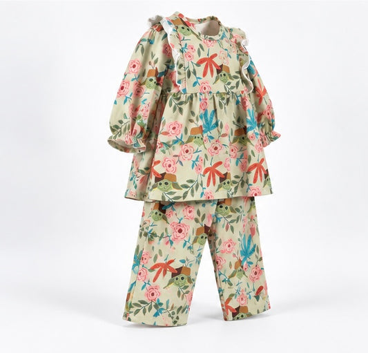 Girls Botanical Garden Print Baby 2-Piece Set