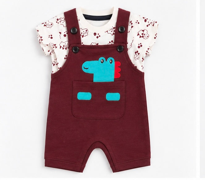 Boys Dino Dungaree Set