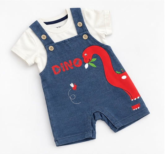 Boys Dino Red Dungaree Set