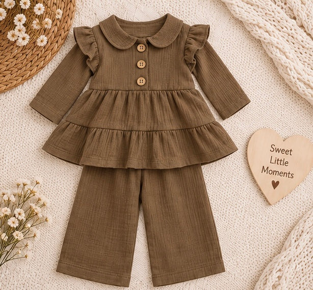 Classic Brown Ruffle 2-Piece Set