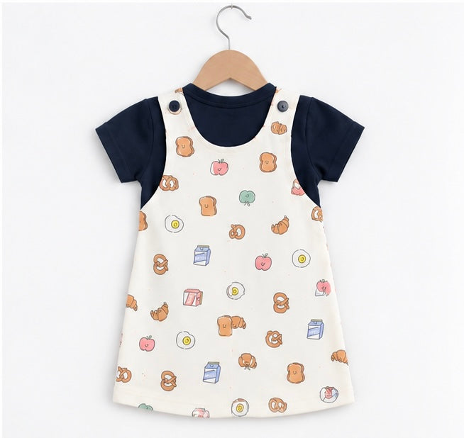 Girls I'm Just Here For The Snacks Dungaree Set