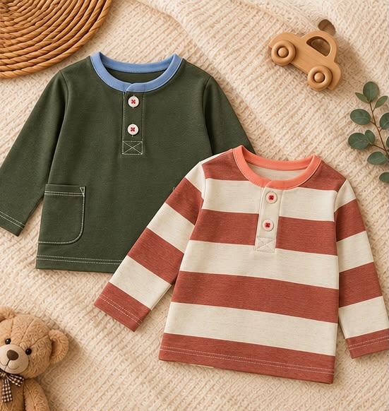 2 Piece Stripe & Solid Tee Combo