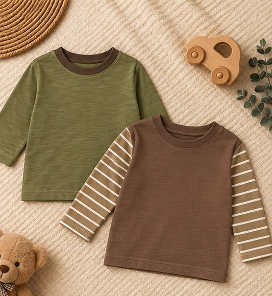 2 Piece Sage & Brown Tee Combo