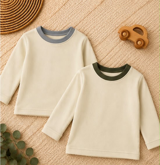 2 Piece Solid Trim Tee Combo Set