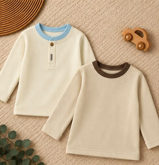 2 Piece Henley Trim Tee Combo
