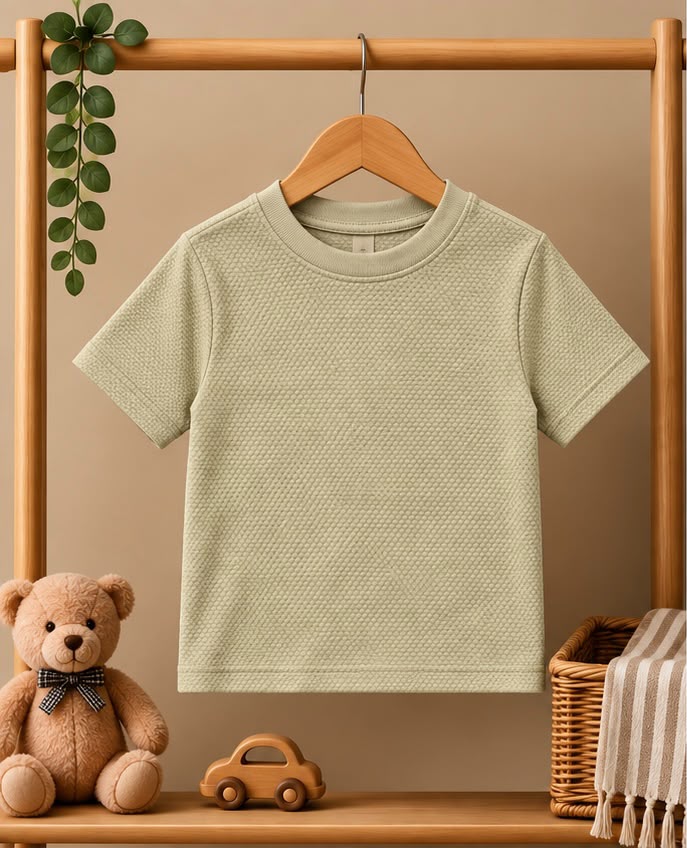 Sage Green Waffle Knit T-Shirt