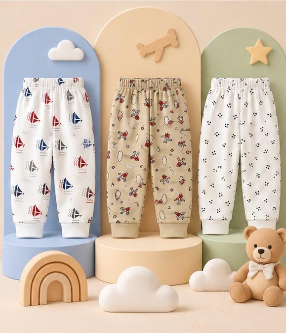 3 Piece Playful Prints Baby Pants Combo