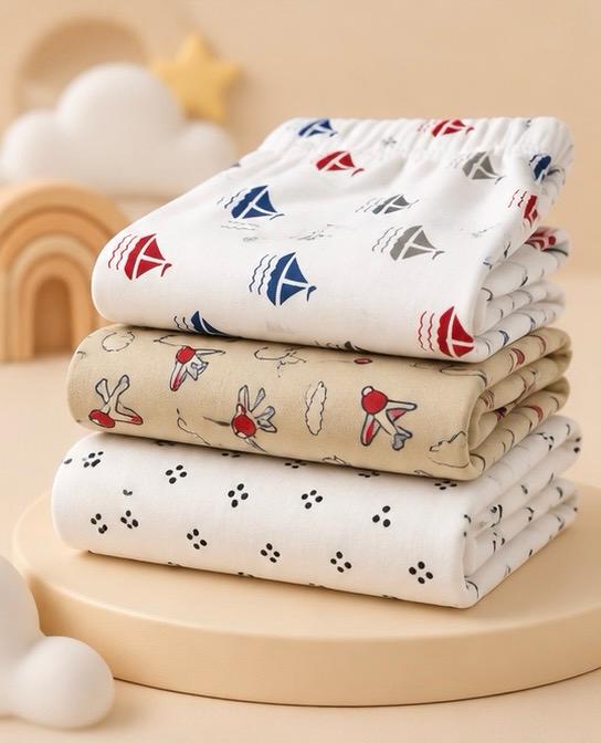 3 Piece Playful Prints Baby Pants Combo