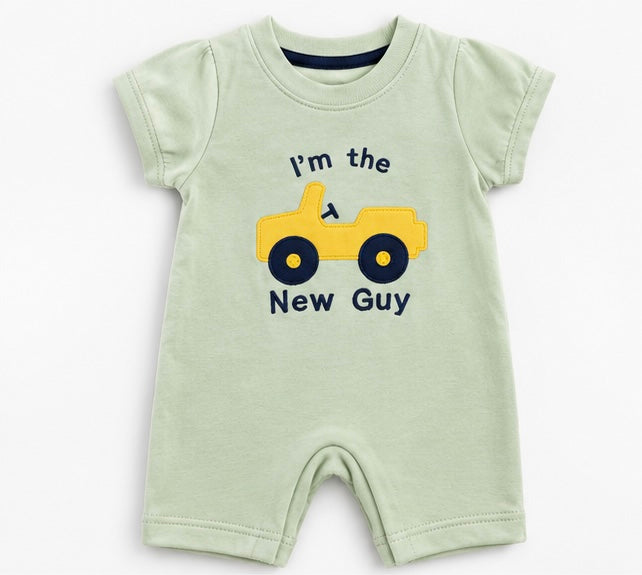 Boys I'm The New Guy Green Romper
