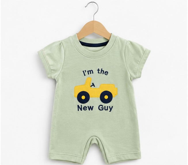 Boys I'm The New Guy Green Romper