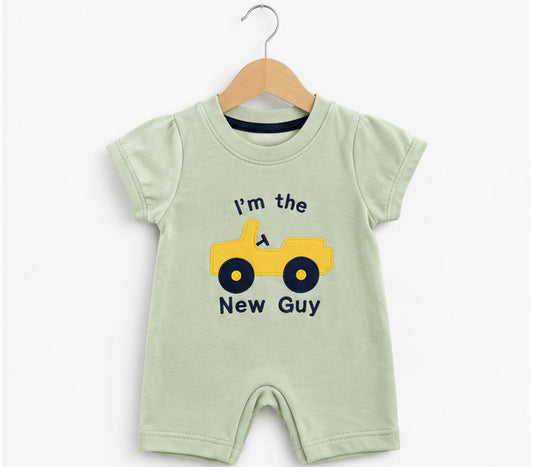 Boys I'm The New Guy Green Romper