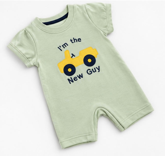 Boys I'm The New Guy Green Romper