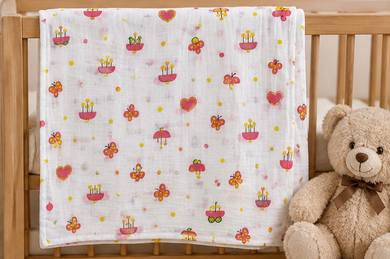 Muslin Cotton Baby Towel - Design 1