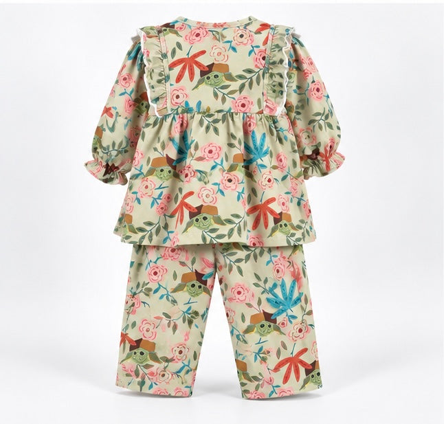 Girls Botanical Garden Print Baby 2-Piece Set