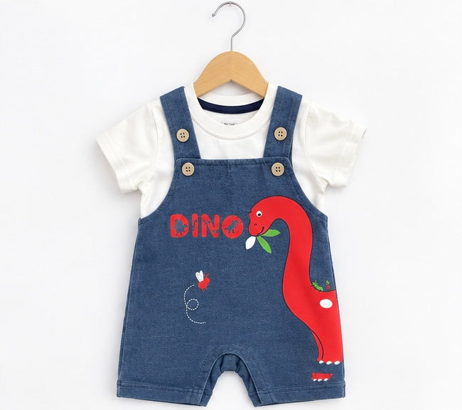 Boys Dino Red Dungaree Set