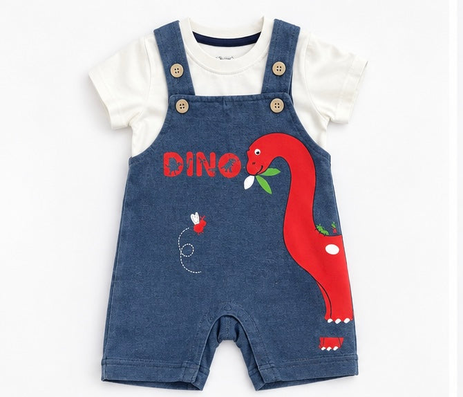 Boys Dino Red Dungaree Set