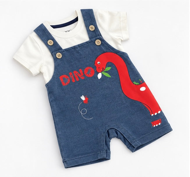 Boys Dino Red Dungaree Set