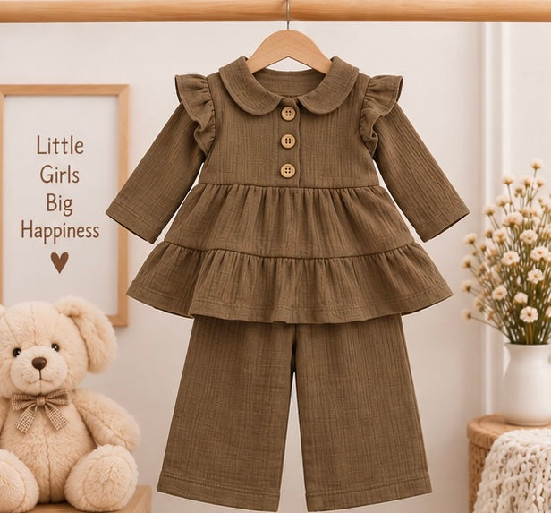 Classic Brown Ruffle 2-Piece Set