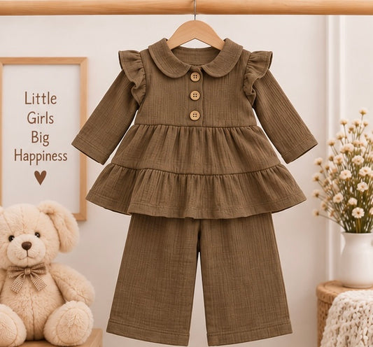 Classic Brown Ruffle 2-Piece Set