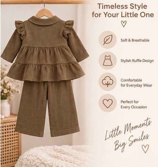 Classic Brown Ruffle 2-Piece Set