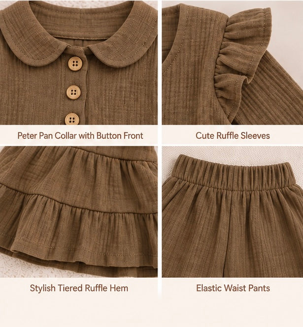 Classic Brown Ruffle 2-Piece Set