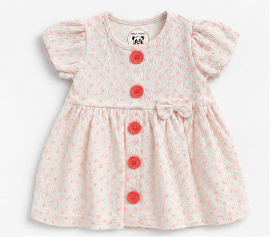 Girls Classic Pink Button Frock