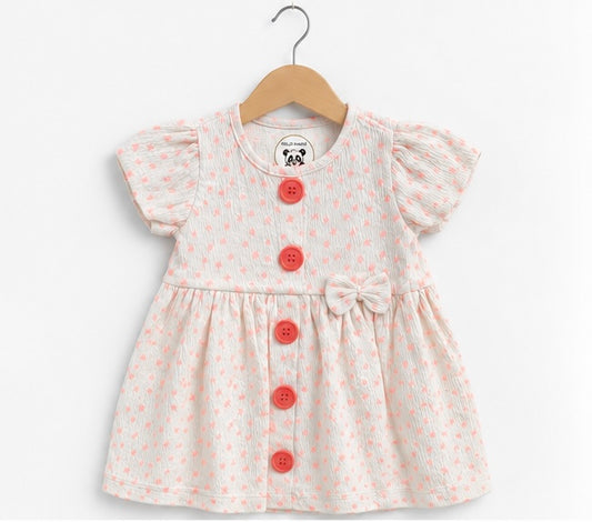 Girls Classic Pink Button Frock