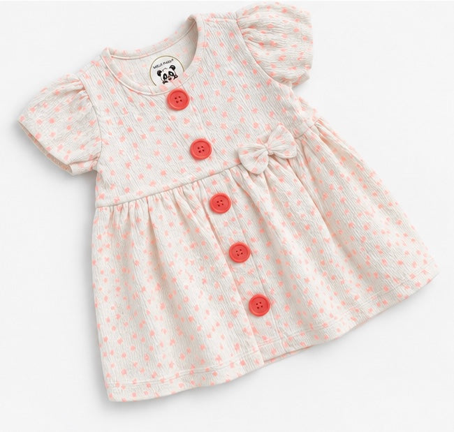 Girls Classic Pink Button Frock