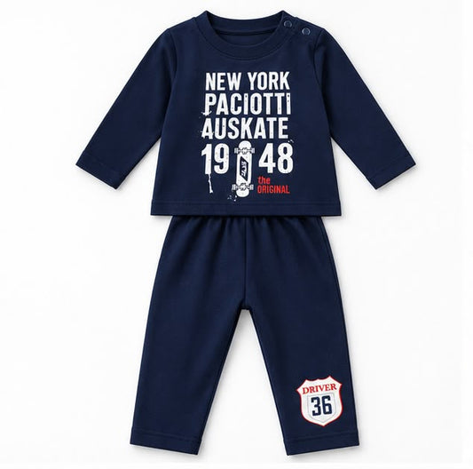New York Skate Print Navy Sweatshirt & Joggers Set