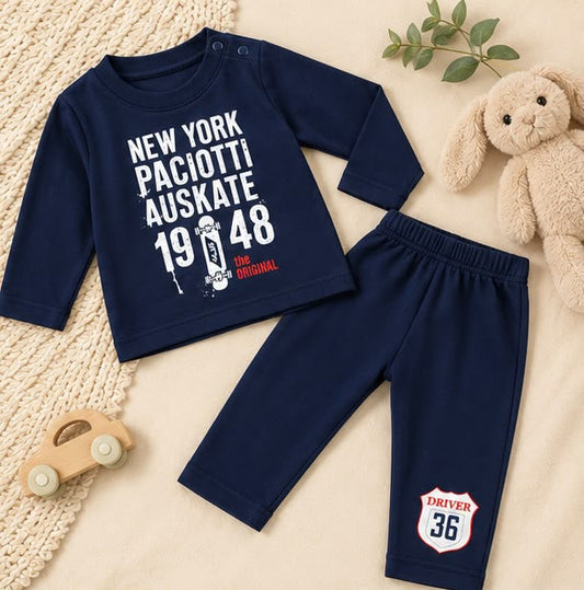 New York Skate Print Navy Sweatshirt & Joggers Set