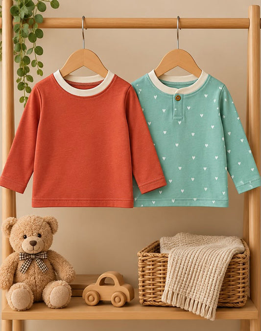 2 Piece Solid & Hearts Tee Combo