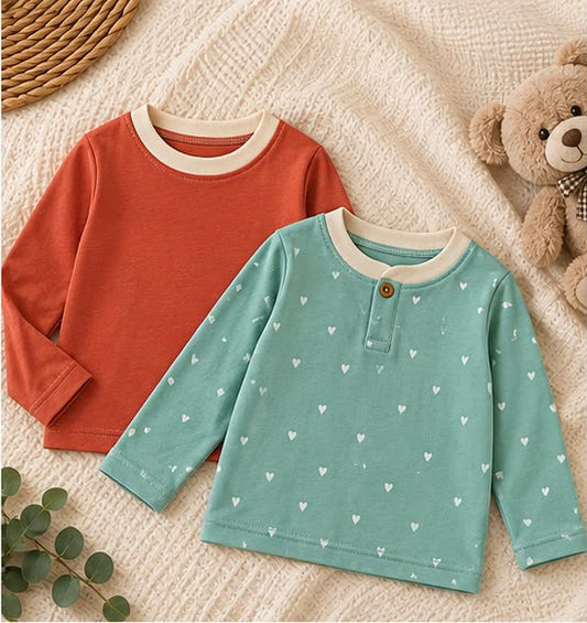 2 Piece Solid & Hearts Tee Combo