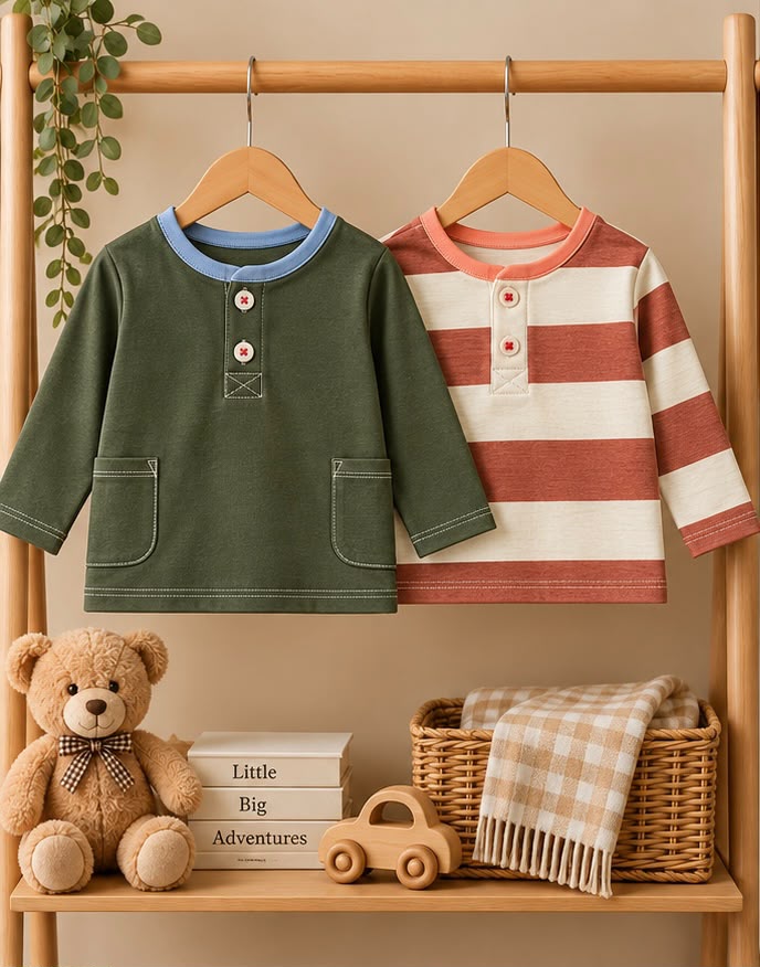 2 Piece Stripe & Solid Tee Combo