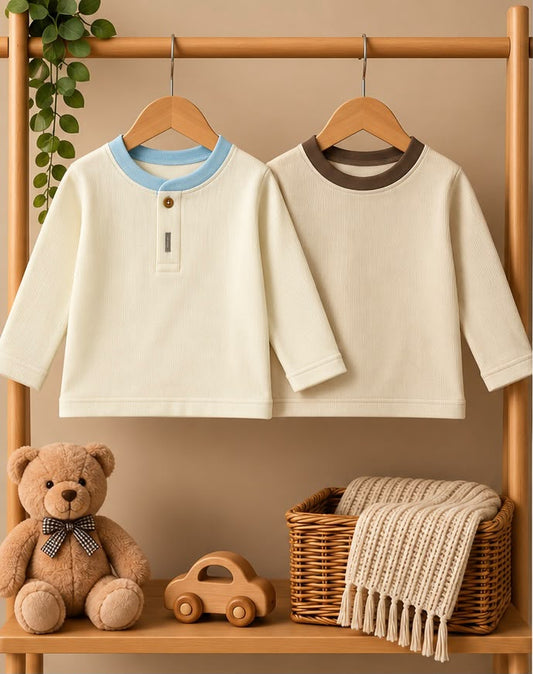 2 Piece Henley Trim Tee Combo