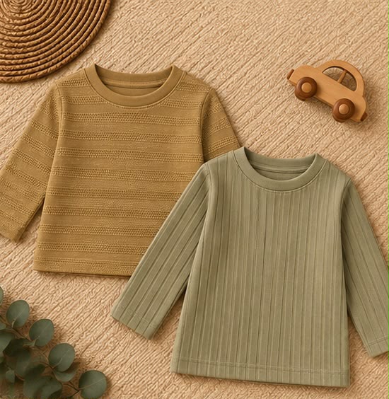 2 Piece Textured Knit Tee Combo