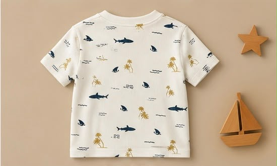 Shark & Palm Tree Print T-Shirt