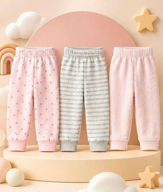 3 Piece Soft Pink Pants Combo Set