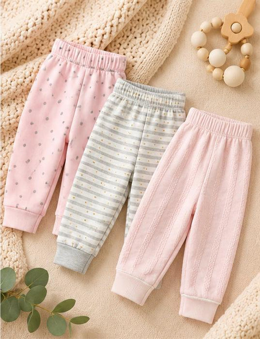 3 Piece Soft Pink Pants Combo Set
