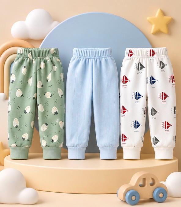 3 Piece Sheep Sailboat Solid Baby Pants Combo