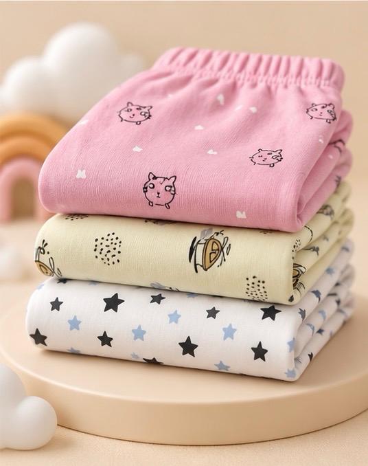 3 Piece Stars Owl Cat Baby Pants Combo