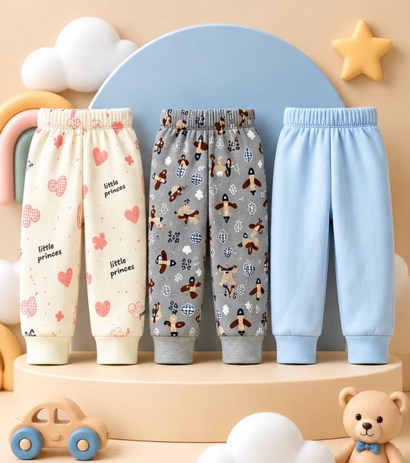 3 Piece Princess Gingerbread Solid Baby Pants Combo Set