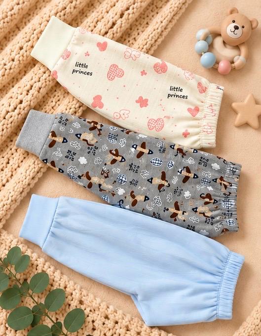 3 Piece Princess Gingerbread Solid Baby Pants Combo Set