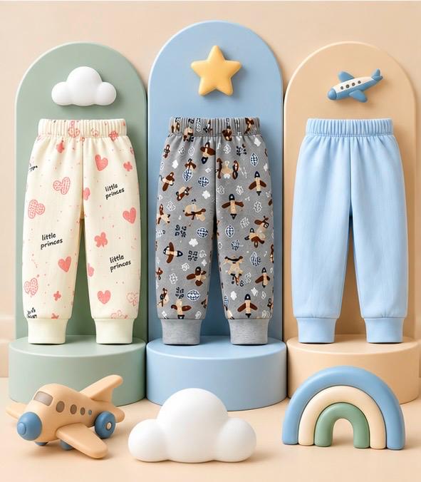 3 Piece Princess Gingerbread Solid Baby Pants Combo Set