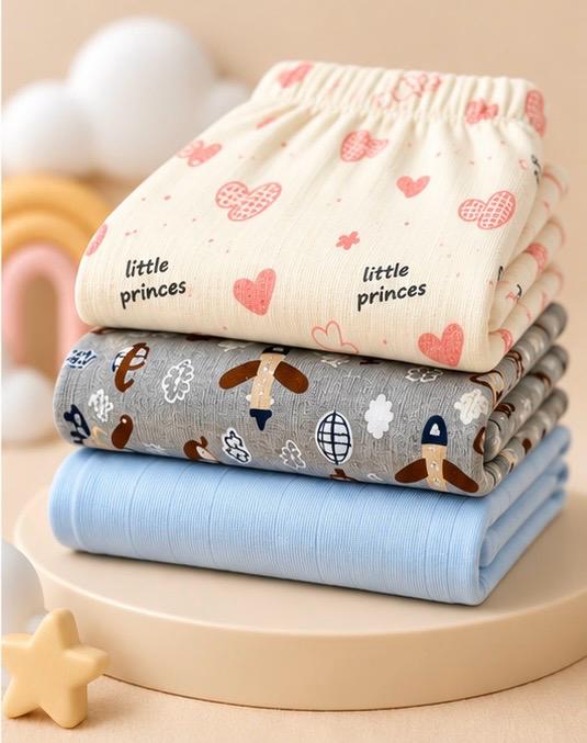 3 Piece Princess Gingerbread Solid Baby Pants Combo Set
